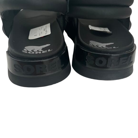 Sorel Viibe Slingback Flat Puffy Black Sandal Size 11 - Picture 6 of 10
